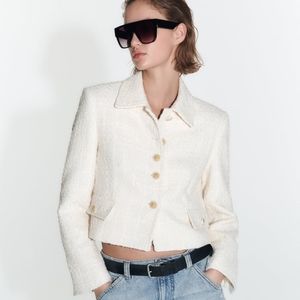 Zara Cream Tweed Blazer